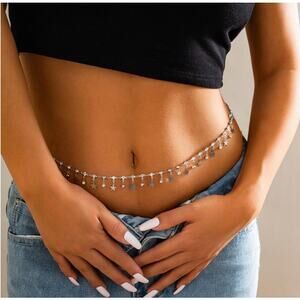 2/$30 Belly Chain Waist Chain Silver Tone NEW Stars Rhinestones